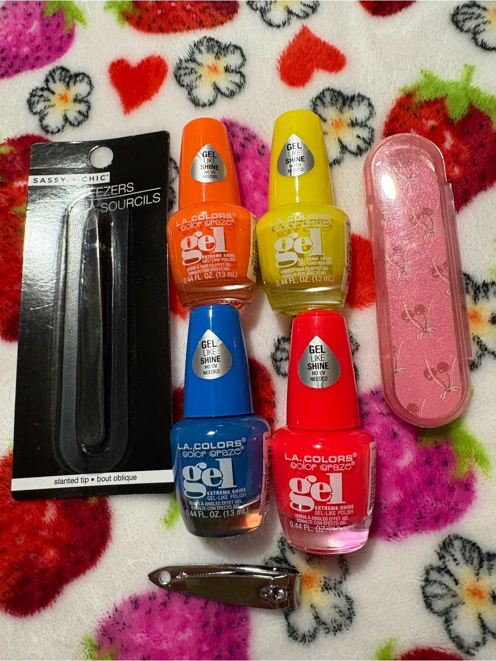 L.A. COLORS Gel-Like Nail Polish Set - Orange, Yellow, Blue, Pink